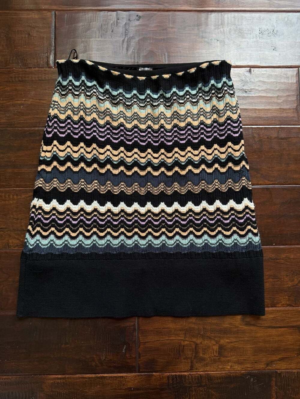M Missoni Multicolor Zigzag Chevron Knit Skirt Size 46